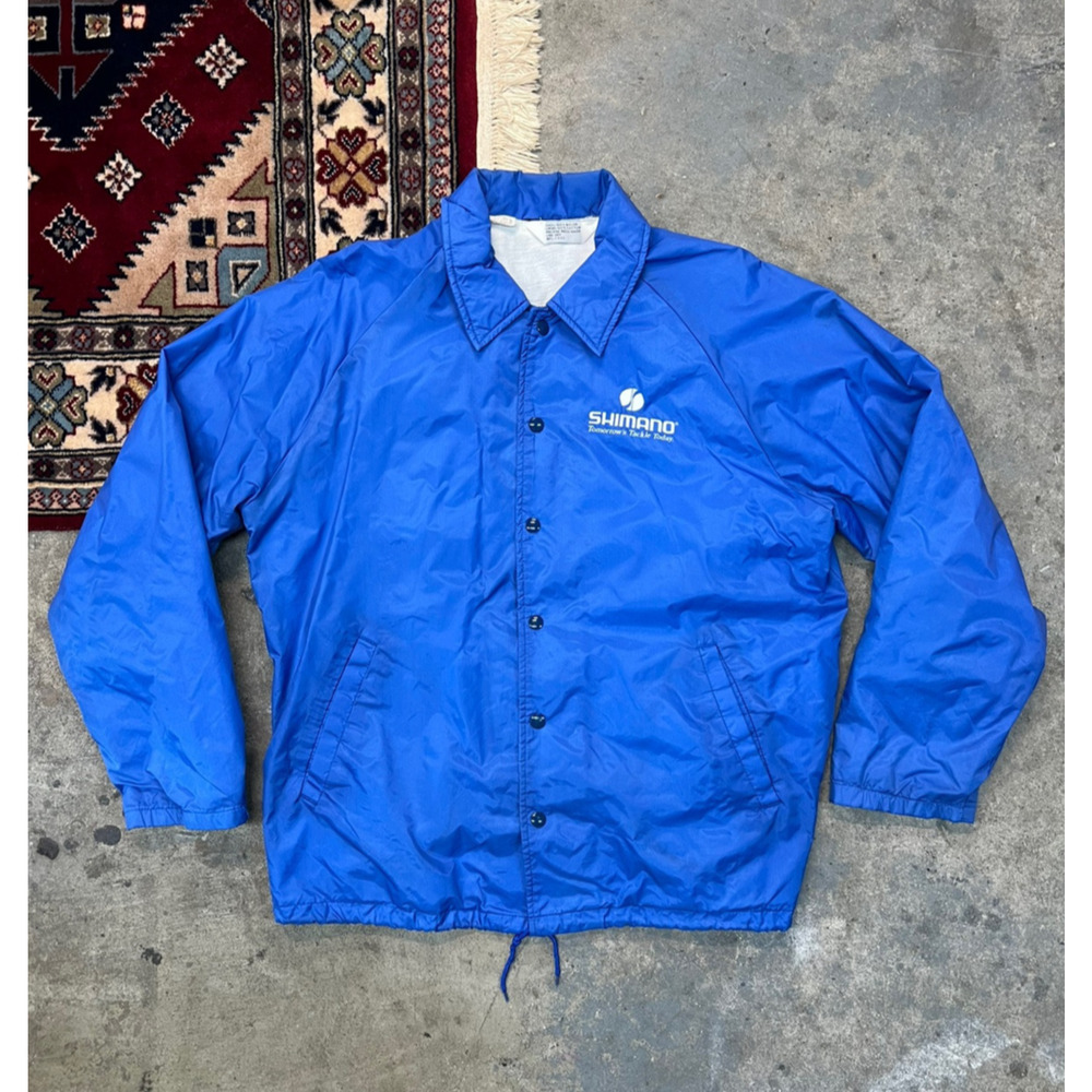 Shimano Fishing Jacket Coat Blue L Tomorrow’s Tackle Today Vintage 1980s Rare